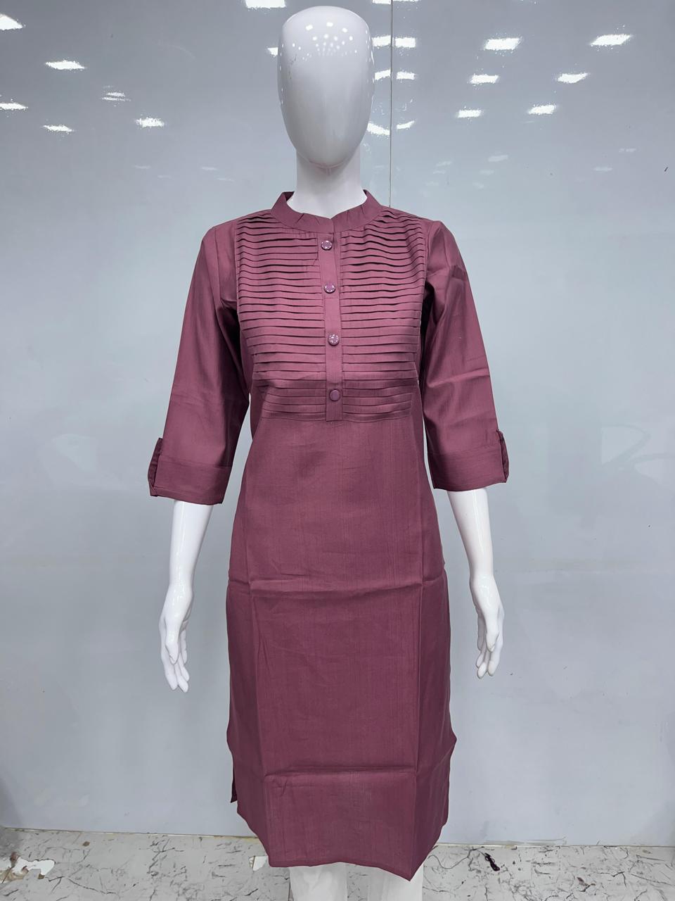 Diya sarees - Pink Cotton Collar Kurti